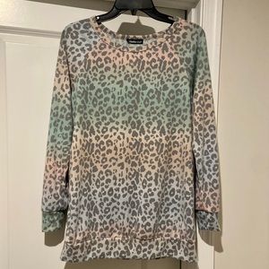 Boutique multi-colored leopard crew neck sweatshirt